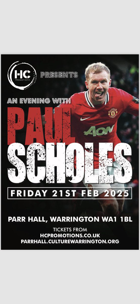 A perfect gift for the Manchester Utd fan in your life.

⚫️🔴⚪️ tickets - parrhall.culturewarrington.org/whats-on/an-ev…