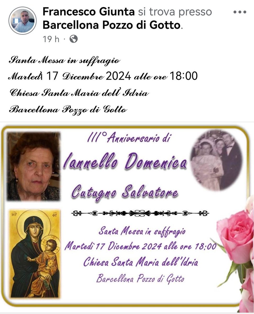 Francescog81's tweet photo. 𝓢𝓪𝓷𝓽𝓪 𝓜𝓮𝓼𝓼𝓪 𝓲𝓷 𝓼𝓾𝓯𝓯𝓻𝓪𝓰𝓲𝓸
𝓜𝓪𝓻𝓽𝓮𝓭ì 17 𝓓𝓲𝓬𝓮𝓶𝓫𝓻𝓮 2024 𝓪𝓵𝓵𝓮 𝓸𝓻𝓮 18 :00
𝓒𝓱𝓲𝓮𝓼𝓪 𝓢𝓪𝓷𝓽𝓪 𝓜𝓪𝓻𝓲𝓪 𝓭𝓮𝓵𝓵’𝓘𝓭𝓻𝓲𝓪        
𝓑𝓪𝓻𝓬𝓮𝓵𝓵𝓸𝓷𝓪 𝓟𝓸𝔃𝔃𝓸 𝓭𝓲 𝓖𝓸𝓽𝓽𝓸 https://t.co/vm3DkPSICm
