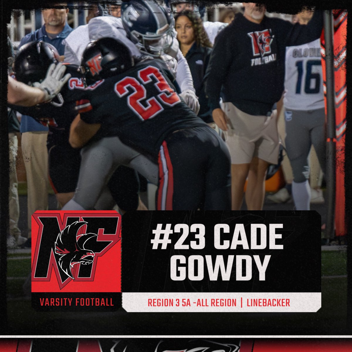 NafoFalconsFB's tweet photo. Congratulations to @Cade_Gowdy on being named SC Region 3 5A Linebacker.  @NAFO_Athletics is proud of you!
@NPCoachJeff https://t.co/04sDlUsnhC