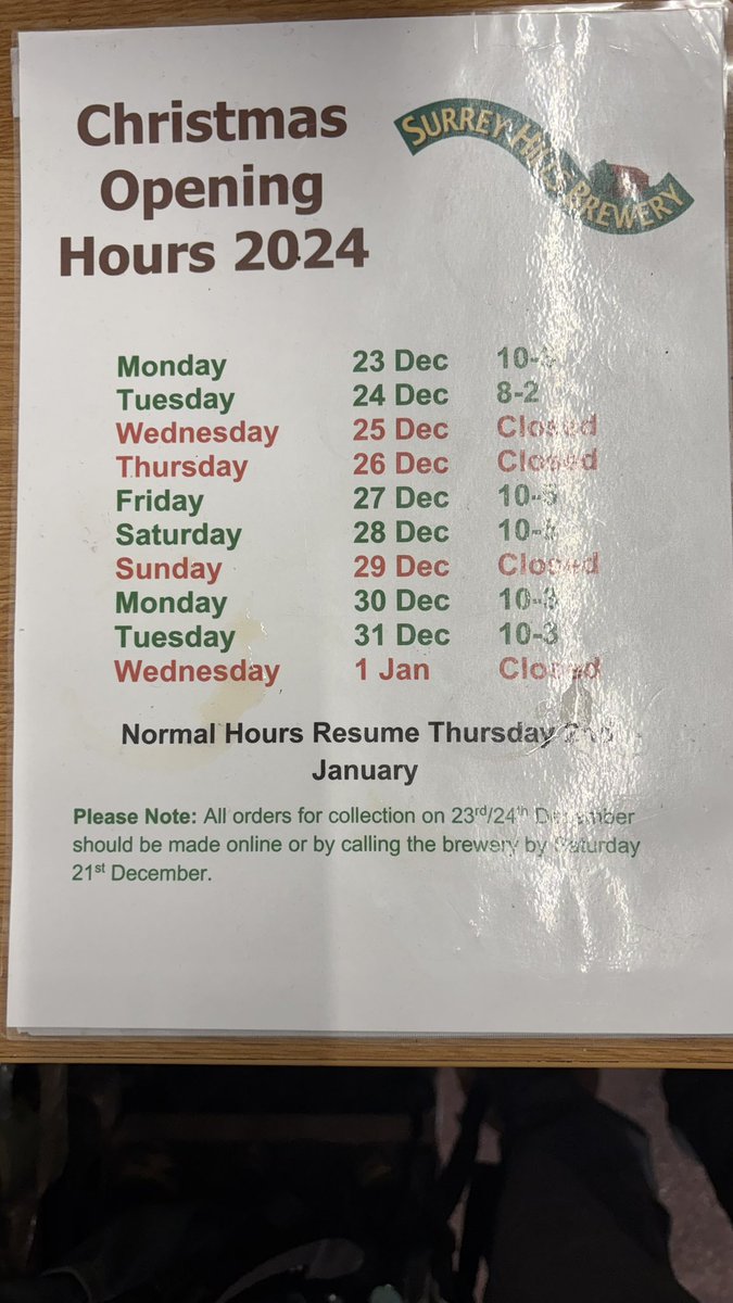 We know that Christmas is due when <a href="/SurreyHillsBrew/">Surrey Hills Brewery</a> announces festive opening times