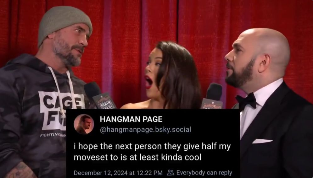 nodqdotcom's tweet image. CM Punk seemingly takes at shot at “Hangman” Adam Page while being interviewed for Saturday Night’s Main Event nodq.com/news/cm-punk-s…