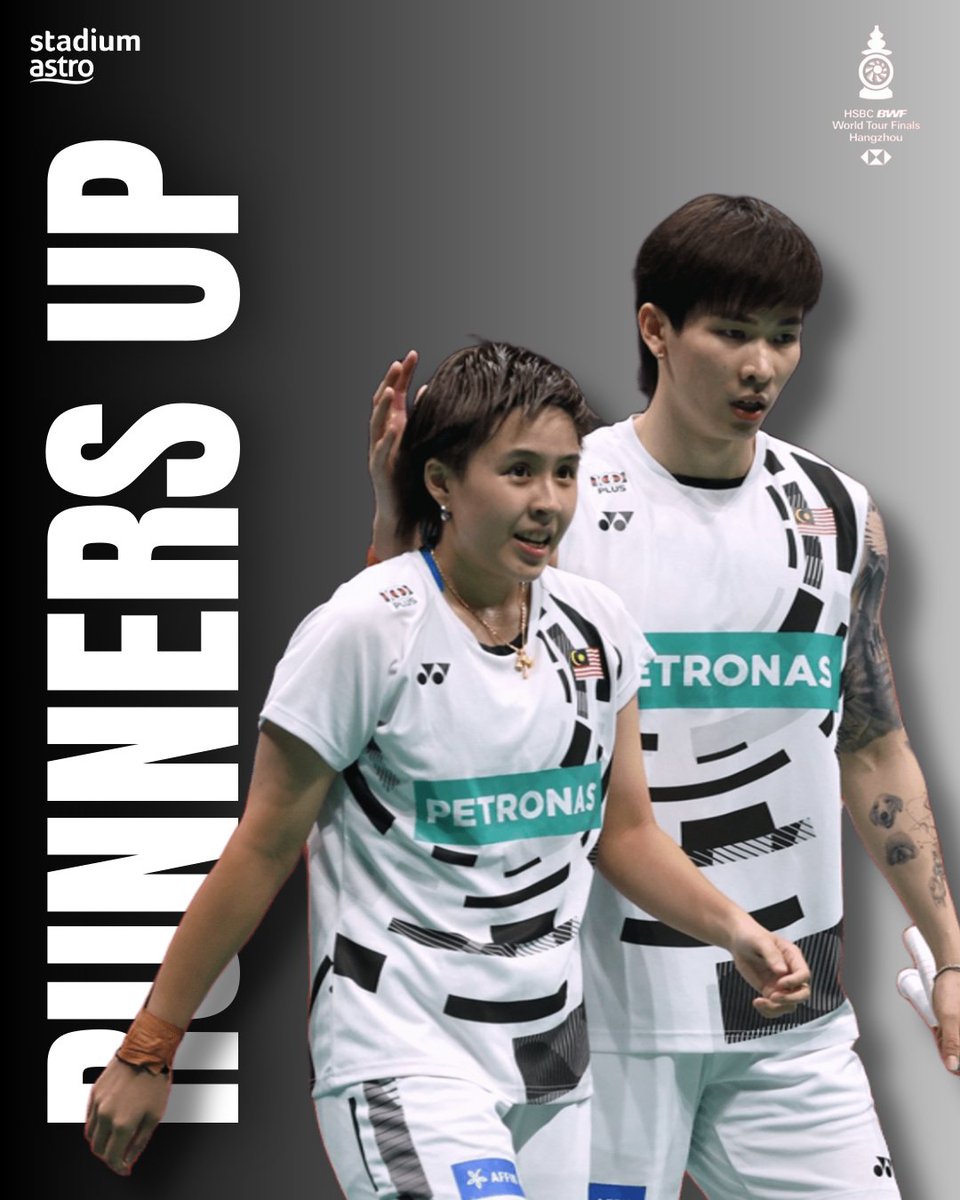 stadiumastro's tweet photo. Toh Ee Wei and Chen Tang Jie 🇲🇾 put up a great fight against the reigning Olympic Champions Zheng Si Wei and Huang Ya Qiong 🇨🇳 in the final.

An extremely commendable tournament by the Malaysian pair 👏

#BWFWorldTourFinals2024 #Hangzhou2024 #BadmintonMalaysia #DemiMalaysia https://t.co/TrQOLJBknq