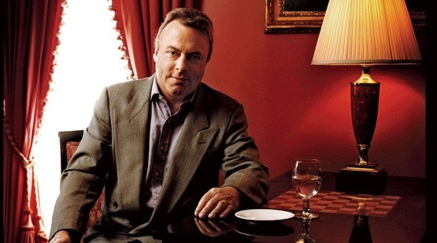 "Those who are determined to be 'offended' will discover a provocation somewhere. We cannot possibly adjust enough to please the fanatics, and it is degrading to make the attempt."

-Christopher Hitchens (died OTD in 2011)

[For more great Hitch quotes, see the link below.]