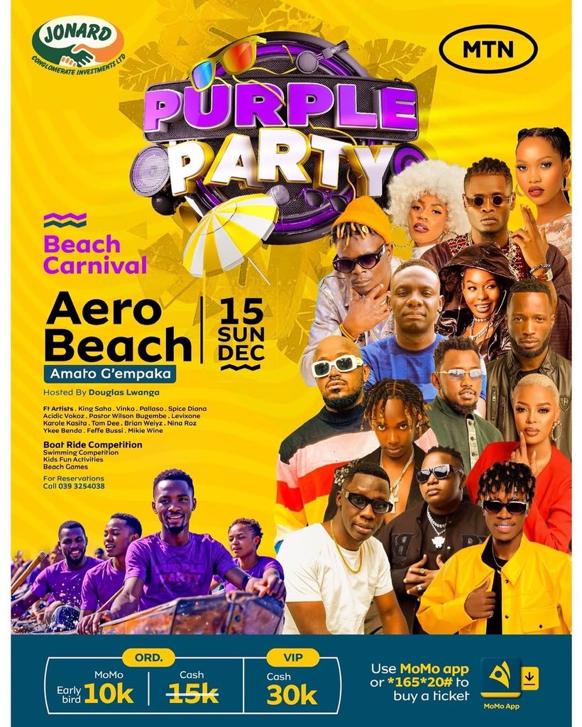 CreativesEduc's tweet image. Over 20 Acts are ready to set the Stage by Storm tonight at the @PurplePartyUG Beach, Boat & Music Edition.
📍 Aero Beach -Entebbe
#CreativeArts