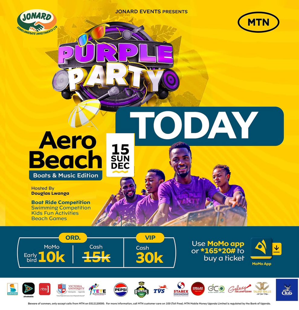 CreativesEduc's tweet image. Over 20 Acts are ready to set the Stage by Storm tonight at the @PurplePartyUG Beach, Boat & Music Edition.
📍 Aero Beach -Entebbe
#CreativeArts