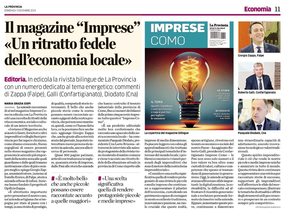 FalpeErba's tweet photo. “Falpe su ‘Imprese Como’ di oggi: orgogliosi di raccontare la nostra storia tra le eccellenze locali!” https://t.co/lQS8FP0zRy