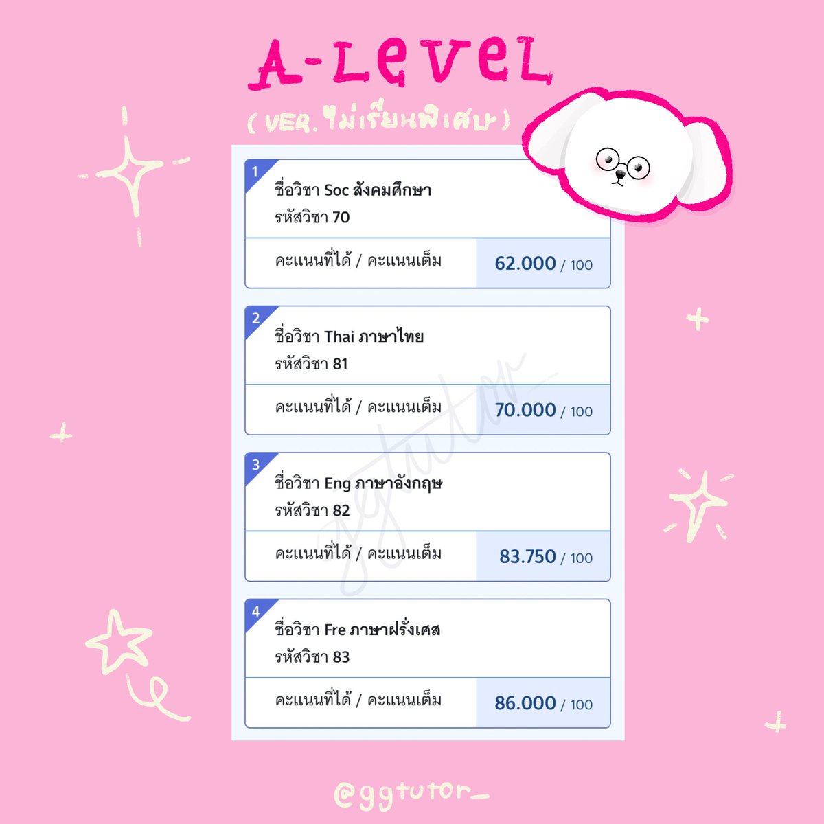 🧵 เธรดเตรียม A-Level 4 วิชาภายใน 2 เดือน
(ver. ไม่ลงเรียนพิเศษเลย 🙅🏻‍♀️)
อันนี้คะแนนของพี่เกรซค่า ♥️

rewrite for #dek68 #tcas68