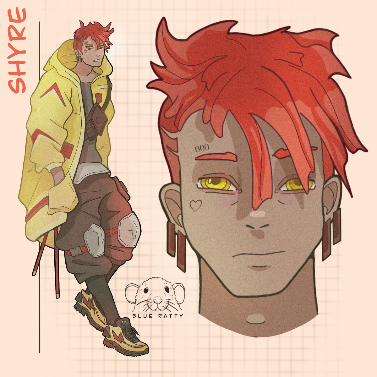 Blue_Ratty's tweet photo. Don't call him Shy (he hates it)
#oc #ocdrawing #futuristic #cyberpunk #characterdesign #ocart #techwear https://t.co/OE4PtEdVnS