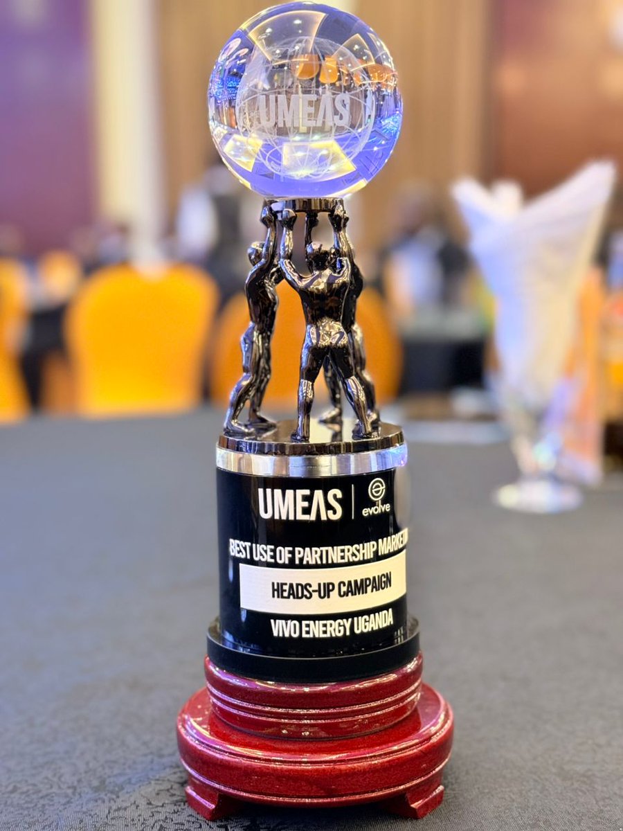 VivoEnergyUg's tweet photo. The 'HeadsUp!' campaign continues to shine!

Having previously won the @Vivoenergy  Award for 'Best Reputation Building Campaign' and the @PRAU_Uganda Award for 'Best CSR and Sustainability Campaign', it has now been named 'Best Use of Partnership Marketing Campaign' at the @umeawards.

The HeadsUp campaign saw us partner with @PoliceUg Directorate of Traffic and Road Safety to visit schools countrywide where we freely distributed over 2,000 child helmets and educated children on road safety. 

This recognition highlights our commitment to promoting safer road use and is a win for road safety and for all who've partnered with us to make the campaign a success! Thank you!