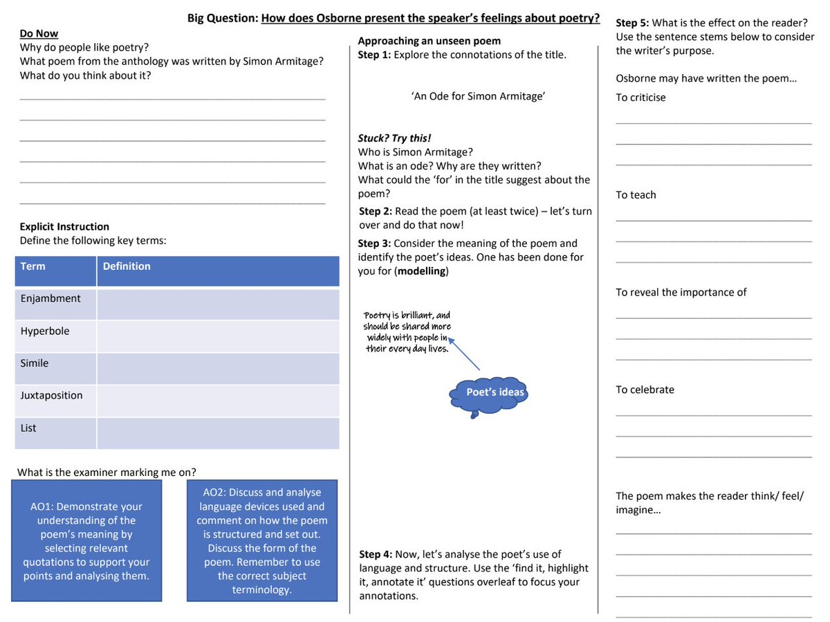 When I start teaching unseen poetry, I almost always start with <a href="/JohnOsRadioHead/">John Osborne</a>'s wonderful 'Ode to Simon Armitage'. I love it's message, and I love how well the students engage with it. This year, students wanted to explore Osborne's interplay of ordinary life and the magic of