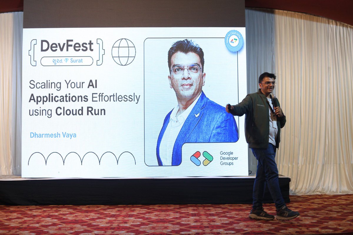 GDG_Surat's tweet photo. Incredible session by @DRVaya on "Scaling AI Applications Effortlessly using Cloud Run"!
His comprehensive breakdown of cloud infrastructure challenges and solutions was truly enlightening.
#GDG #DevFest #GDGIndia #GDGSurat #DevFestSurat #DevFest24 https://t.co/8G0zsZFJDG