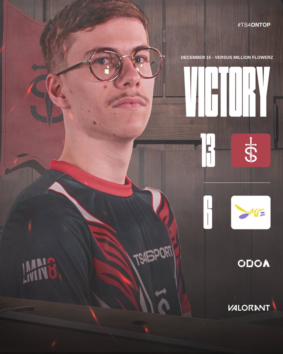 TS4 eSport (@ts4esport) on Twitter photo LA REVANCHE ! ⚔️
On commence en beauté pour ce premier match de #SMGCUP organisé par <a href="/ShowMageGang/">ShowMageGang</a> . ✨
Une victoire 13 à 6 contre <a href="/_MillionFlowerz/">Million Flowerz</a> ! ✅
On repart au front pour les prochains matchs ! 🪖
#BAGARRE LA REVANCHE ! ⚔️
On commence en beauté pour ce premier match de #SMGCUP organisé par <a href="/ShowMageGang/">ShowMageGang</a> . ✨
Une victoire 13 à 6 contre <a href="/_MillionFlowerz/">Million Flowerz</a> ! ✅
On repart au front pour les prochains matchs ! 🪖
#BAGARRE