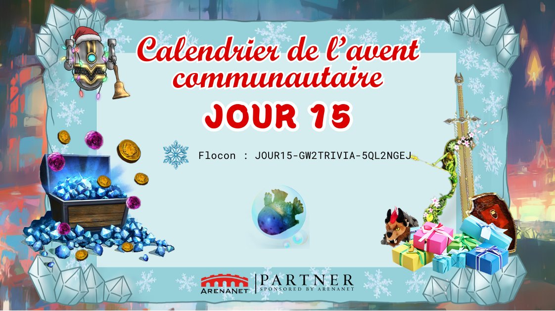 Gw2Trivia's tweet photo. 🎄Jour 15 du #CalendrierAvent de la communauté FR de #GuildWars2.
🎁Pour l'occasion, une nouvelle fonctionnalité s'ajoute sur https://t.co/EhaRjQK4FU : les articles en audio ! 

Pensez à ouvrir votre case du jour sur https://t.co/rMOSDfqw6m !
❄️: JOUR15-GW2TRIVIA-5QL2NGEJ

#GW2 https://t.co/Fzvra43c6z