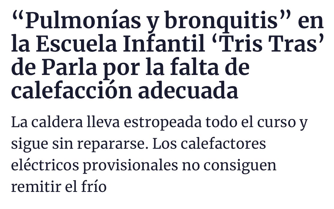rcpiko's tweet photo. Mientras la @ComunidadMadrid ha activado la alerta de alto riesgo por ola de frío. En la Escuela Infantil Tris Tras de #Parla se encuentra sin calefacción debido a la avería de la caldera. @IdiazAyuso @Ramonjurado @adavimu @EVicianaDuro
@MA_GarciaMartin @cdpache https://t.co/qEW4HHJanA