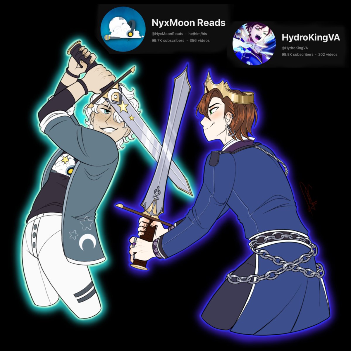 SparklySquares's tweet image. The girls are fightingggg 🌕🌊. Tick tock @NyxMoonReads @HydroKingVA 

….The end of the year approaches 😈

(Pose ref from mellon_soup on Pinterest 🤌🏻)