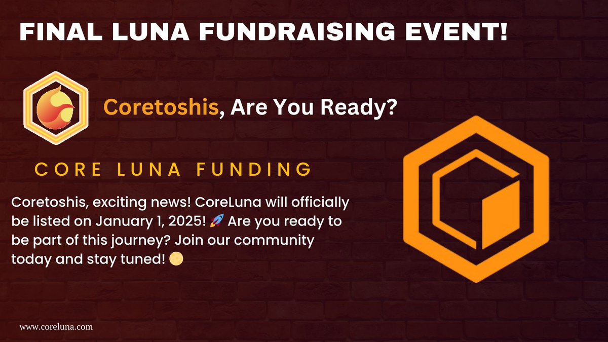 coreluna_dev's tweet photo. 🚨 #Coretoshi 👀

Only 16 days left to join the #CoreLuna Presale &amp; Airdrop! 🌕
✨Don't miss your chance to grab CoreLuna tokens and claim your rewards! 🚀🔥

🌐Web:  https://t.co/afJ3NOWuUc

⏳ Time is ticking—secure your spot now!

#Airdrop #CORE #JustUseCore #SOL #PAWS https://t.co/a9BilWZbOu