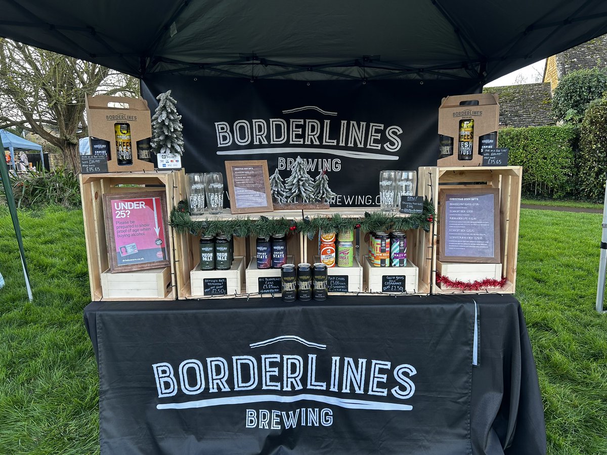 Borderlinesbeer's tweet photo. 🎄 Willersey Farmers Market 🎄

We’re here set up with what remaining stock we have left (it’s really not very much!).

Feels like a bit of a mix and match kinda day!

Come on down and get your last minute provisions 👍

Here ‘til 1! https://t.co/JJLYXmVYBM