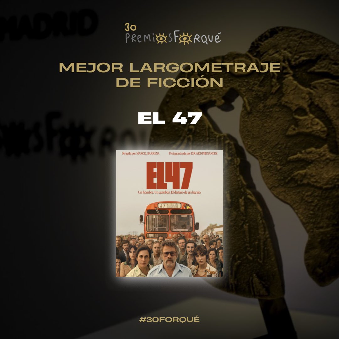 MaiteMNa's tweet photo. #30Forque a 'El 47', más que merecido premio, una enorme interpretación de Eduard Fernández y un homenaje a la lucha vecinal por los servicios públicos en los barrios ignorados. Una película maravillosa.
Enhorabuena!! https://t.co/P8aXs29XD3