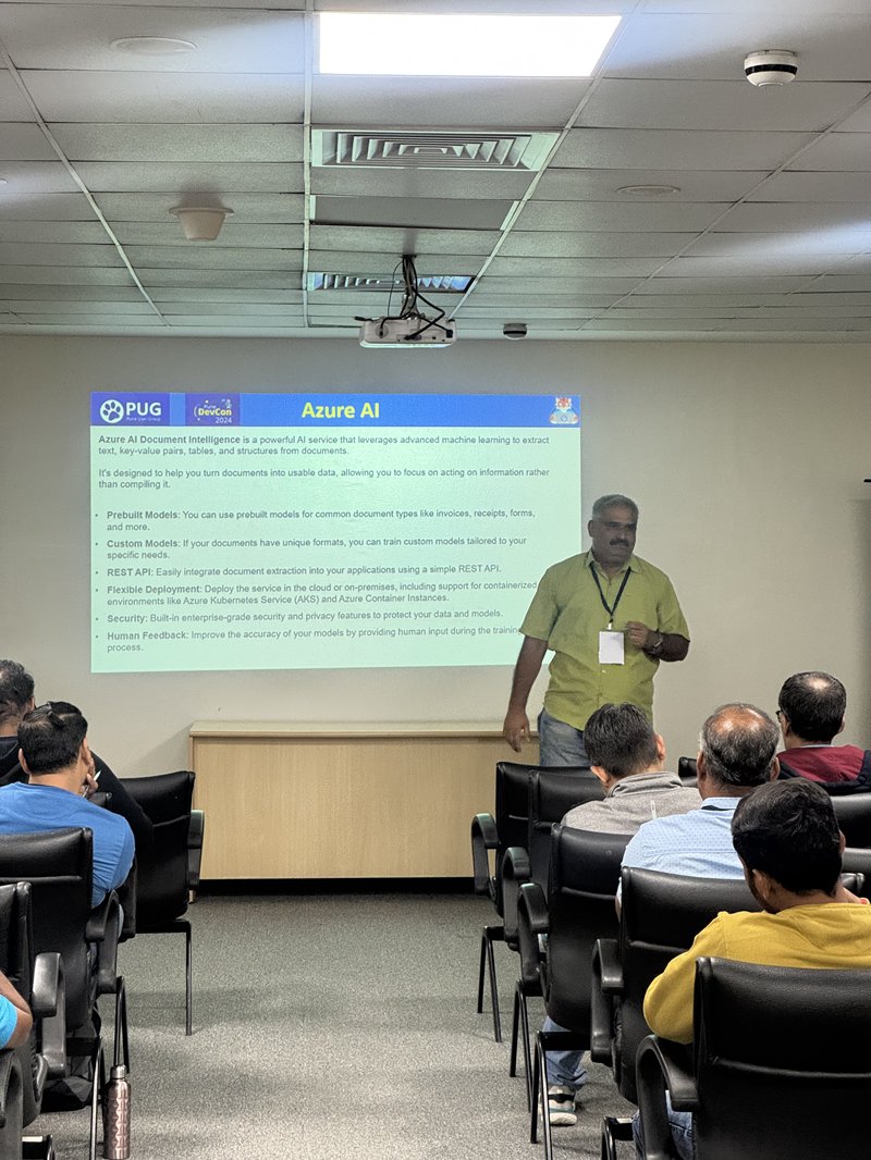 maheshdotnet's tweet image. Had an exciting and wonderful session on Azure AI Document Intelligence at Pune DevCon 2024 Organized by Pune Users Group on 14-Dec-2024.
#MVPBuzz #mvpbuzz #azure #azureai #ai