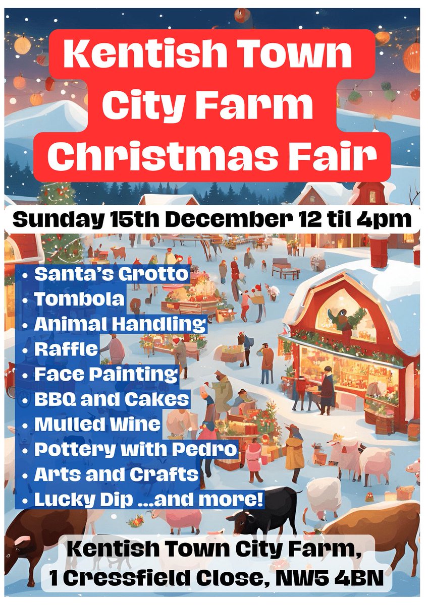 Pramstead_'s tweet photo. Christmas Fair at @KTCityFarm TODAY!
#Christmas #KentishTown #LondonFamilyFun #WhatsonforKids https://t.co/DnlhTWGpsJ