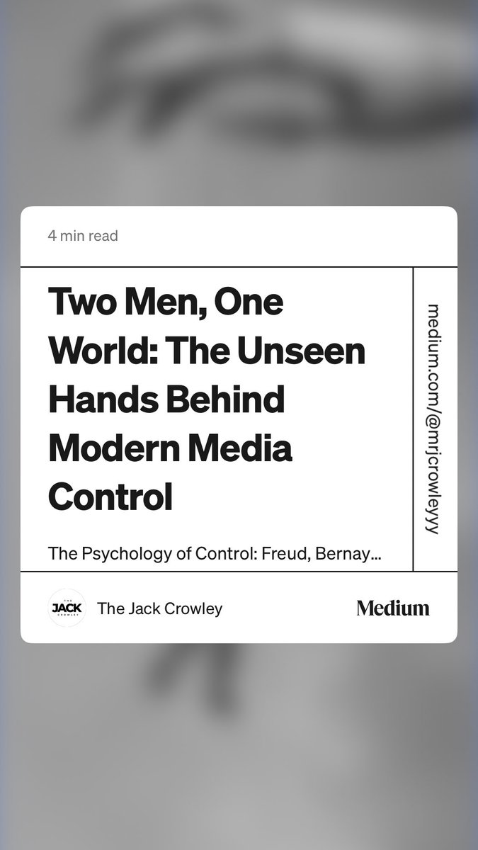 JackCrowleyyy's tweet photo. “Two Men, One World: The Unseen Hands Behind Modern Media Control” by The Jack Crowley https://t.co/ZxrypZ5AQw https://t.co/foUjfmMYTx