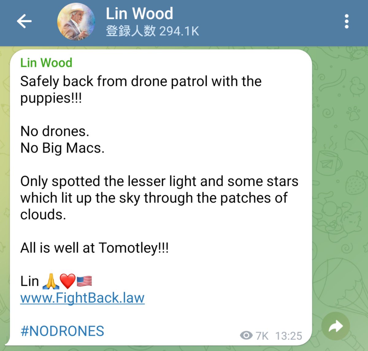 yoshikoo00's tweet photo. Safely back from drone patrol with the puppies!!!
No drones.
No Big Macs.
Only spotted the lesser light and some stars which lit up the sky through the patches of clouds.
All is well at Tomotley!!!
Lin 🙏❤️🇺🇸
https://t.co/uEz30RCuDD
#NODRONES https://t.co/jYG01YeKQn