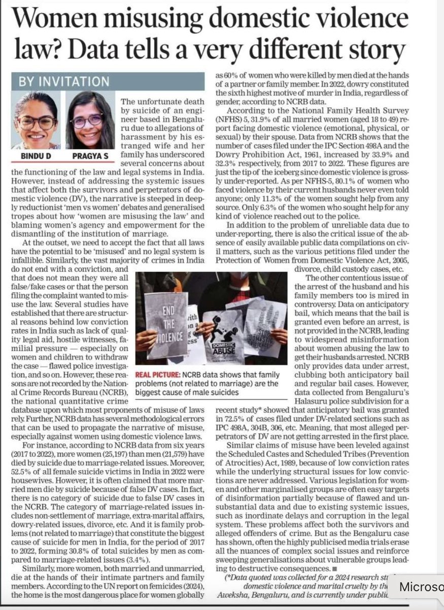 This sensible piece in <a href="/timesofindia/">The Times Of India</a> should settle the current social media debate, following the Bengaluru techie suicide, on women "misusing" laws to punish men.