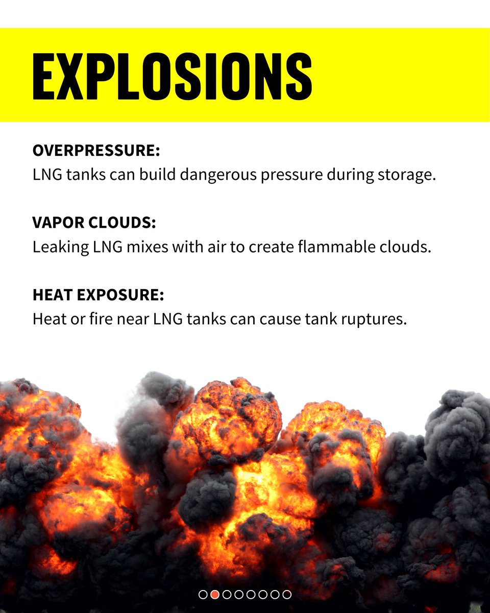 Greenpeaceafric's tweet photo. LNG is flammable, explosive, & hazardous.
A new report by @greenpeace_de on liquified accidents reveals the perils of #LNG, listing 104 accidents since 1944.
Read the report: https://t.co/7zvRESzYmX
#StopFossilGas #gaslobbystoppen #nonewgas
🧵1/2 https://t.co/0tlEdEYDTH