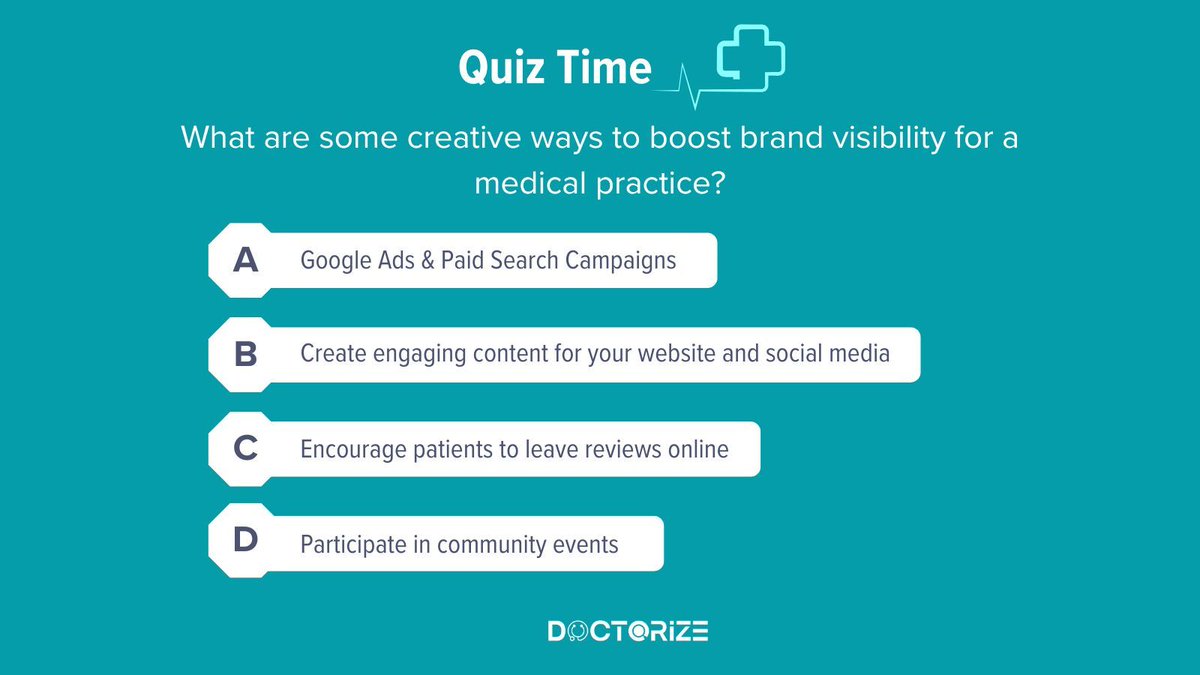 Boost your brand visibility and attract new patients! 🚀 Try running ads, creating engaging content, encouraging online reviews, and participating in community events to connect with more people and grow your practice. 🎯

#Marketing #Medicine #Healthcare #Doctorize