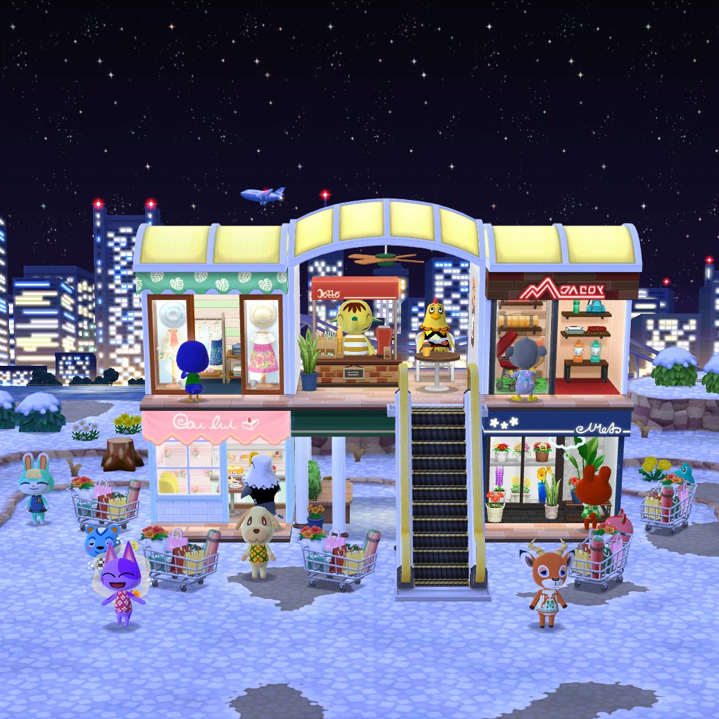 yuchi_nightview's tweet photo. リーフストーンを使いまくって建てたショッピングモール
#ポケ森 https://t.co/TNvcbHTpG8