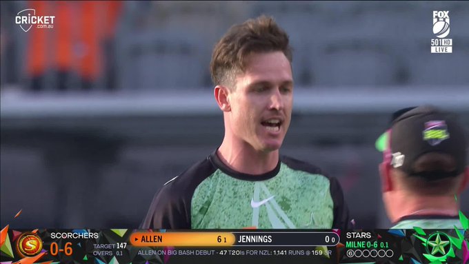 First ball Six & Out on the second 🫣 📹 Credits: Twitter/BBL