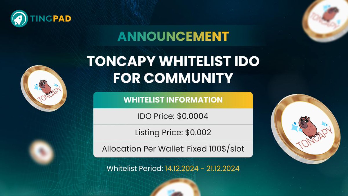 TingPadCrypto's tweet photo. π₯ JOIN THE TONCAPY IDO WHITELIST FOR THE COMMUNITY! π₯
TingPad is excited to bring you the opportunity to participate in the IDO of TonCapy
π Join the Whitelist: https://t.co/wsEnYQkGy5
#Tingpad #Whitelist https://t.co/eNeHw7Mkeq