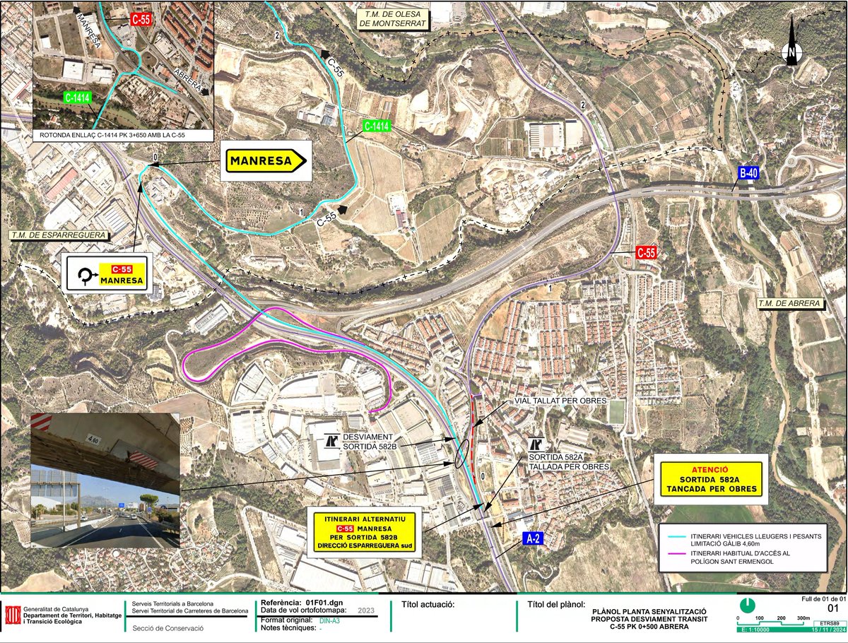 🔴 AVÍS | TALL A LA C-55 

El Servei Territorial de Carreteres de la Generalitat informa que, a partir del dilluns 16 de desembre, el ramal d’entrada a la #C-55 a Abrera des de l’autovia #A-2 (en sentit Manresa) quedarà tallat al trànsit durant uns quatre mesos.
Obrim 🧵👇