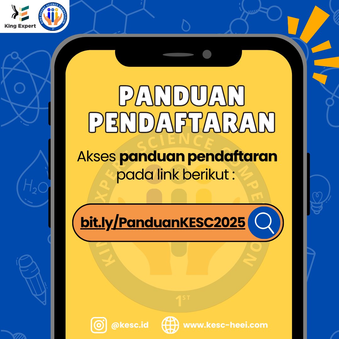 Kesc_id's tweet photo. 🚀 𝐏𝐄𝐍𝐃𝐀𝐅𝐓𝐀𝐑𝐀𝐍 𝐊𝐄𝐒𝐂 2025 𝐃𝐈𝐁𝐔𝐊𝐀! 🎉

🗓️ Periode Pendaftaran:
25 November 2024 – 31 Januari 2025

🌐 Daftar sekarang di:
➡️ https://t.co/iQkkiKKLfG

📞 WhatsApp: 0851-8321-3414 | Email: contact@kingexpert.id

#KESC2025 #BeTheExpert #Competition https://t.co/LoGgm4Ughl