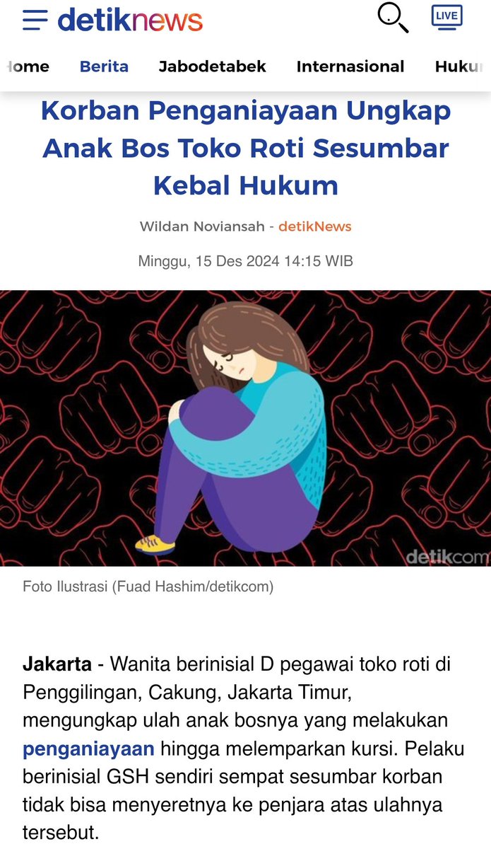 joe_pride888's tweet photo. "sblm kejadian ini saya pernah dilempar meja tapi tak kena. Dikatain babu &amp; orang miskin. Dia merendahkan saya &amp; keluarga saya. Dia juga sempat ngomong *orang miskin kaya lu gak bakal bisa masukin gua ke penjara. Gua kebal hukum*"
Minggu Siang (15/12/2024)
https://t.co/a1WYIhDgeg https://t.co/ilEQXZrvVt