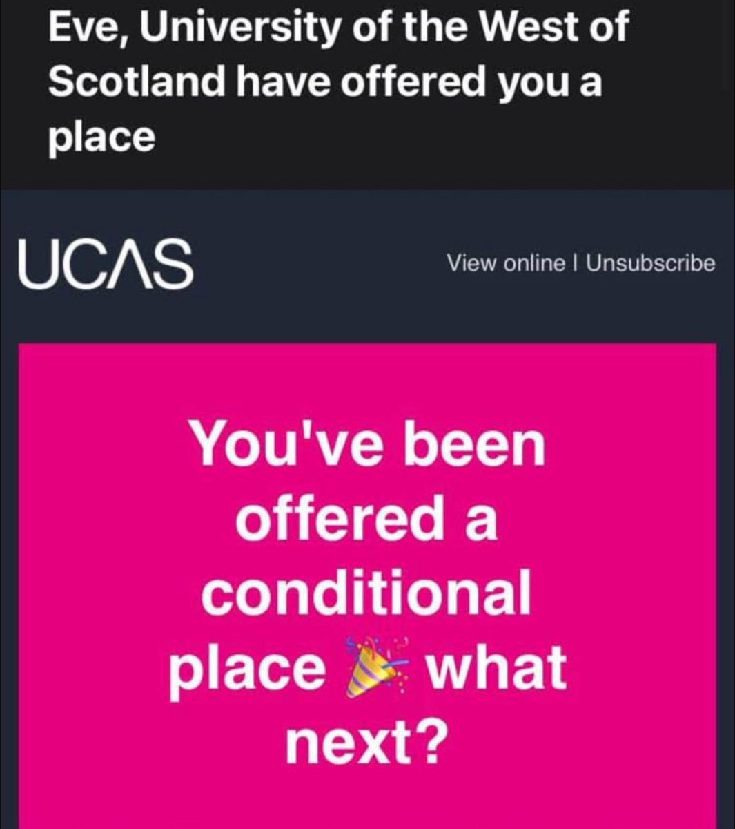 A year ago today, I had my conditional offer for <a href="/UniWestScotland/">UWS</a> confirmed! 🥹

A lot has changed in a year and I’ve had an incredible time, starting my journey as a broadcaster! What a year! I’ve ticked off a lot of life dreams this year, and it all started with this email. 🥺