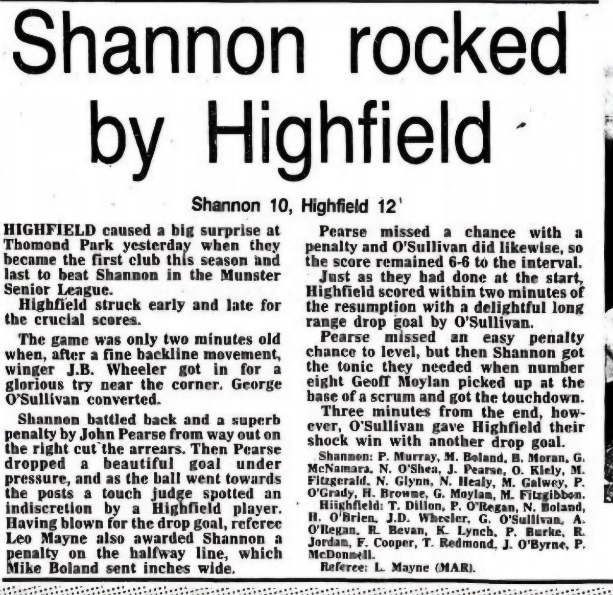 Shannon v Highfield
November 1989