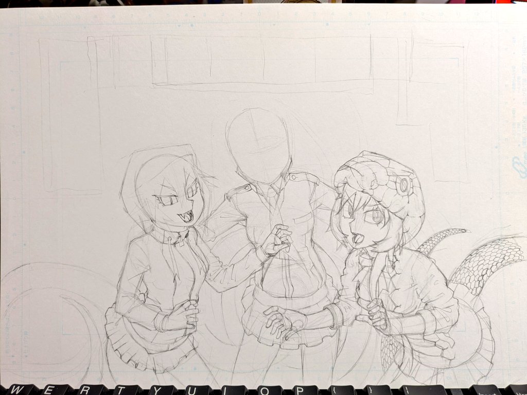 年賀状の絵を描いてる
来年は毒蛇3匹で #けものフレンズ 