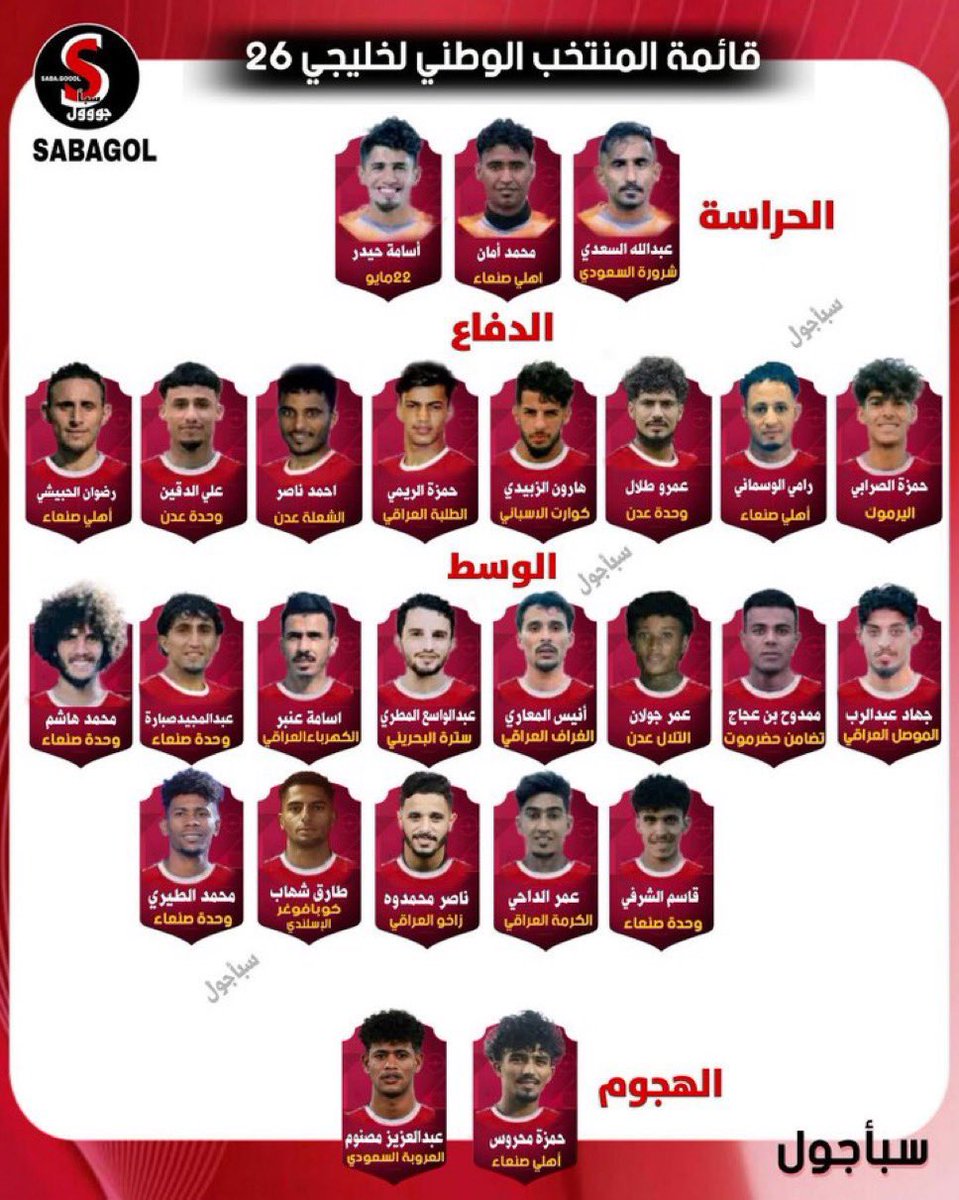 football_li5's tweet photo. 🚨🚨🚨 عاجل:

قائمة منتخب اليمن في بطولة خليجي 26 https://t.co/m7DjUqIidk