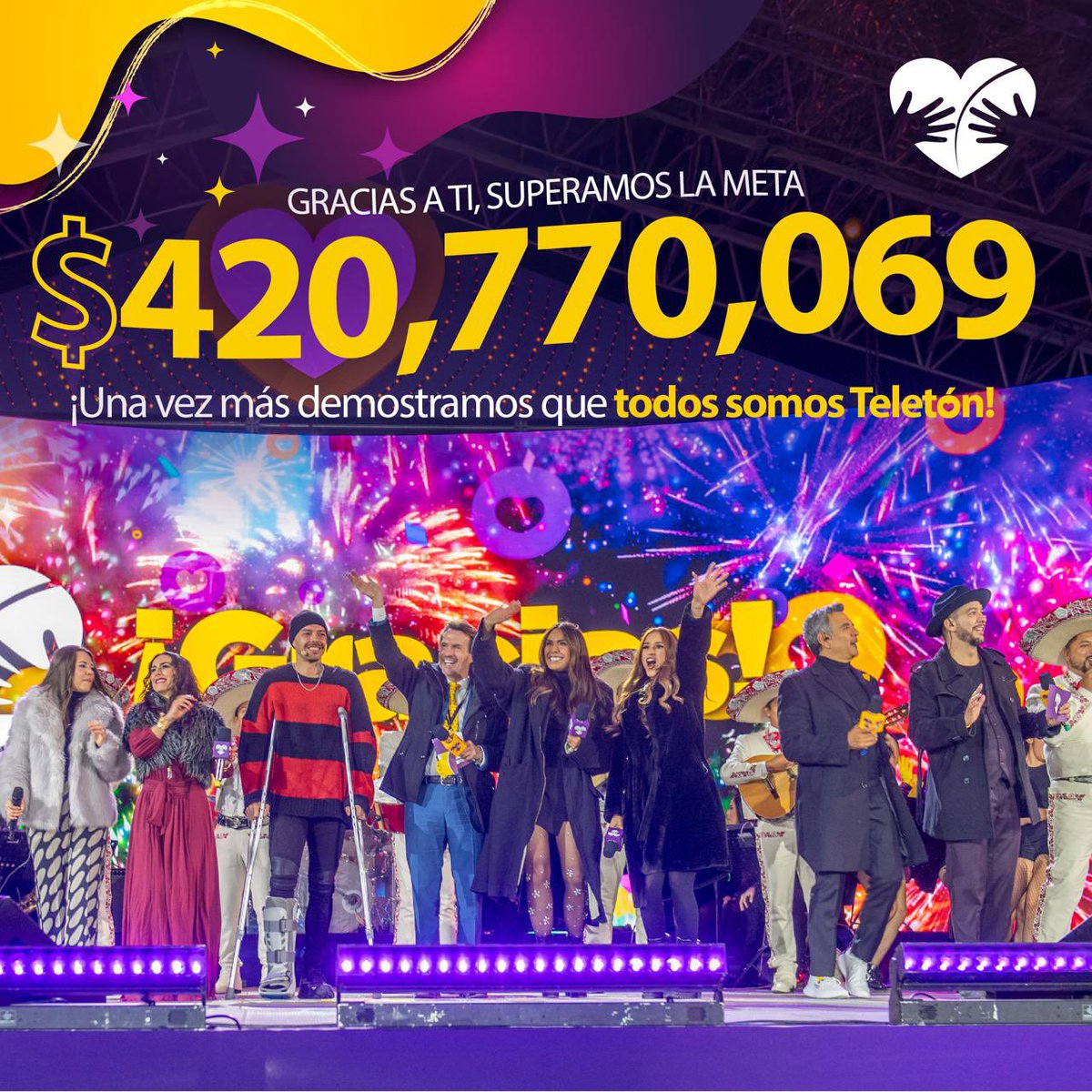 AlvaroCueva's tweet image. Lo logramos, México! 🇲🇽  
Gracias a la generosidad y al corazón de todos los mexicanos y mexicanas, alcanzamos la meta en este 2024! 💛💜  
Tu apoyo ha sido fundamental para hacer realidad este sueño #TodosSomosTeletón.
#OrgullosamenteTercos #GraciasMéxico #Meta2024