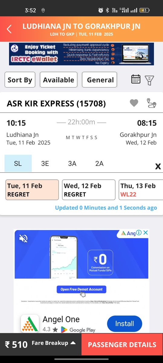 DeepakK12286986's tweet photo. @IRCTCofficial Advance booking for trains opens 60 days prior, yet all seats are filled when I check. Agents offer confirmed tickets at double the rate, while IRCTC and counters show waiting lists. How are agents getting confirmed tickets? #IndianRailways https://t.co/a6mmFBnAKw