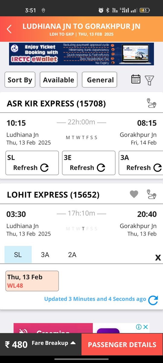 DeepakK12286986's tweet photo. @IRCTCofficial Advance booking for trains opens 60 days prior, yet all seats are filled when I check. Agents offer confirmed tickets at double the rate, while IRCTC and counters show waiting lists. How are agents getting confirmed tickets? #IndianRailways https://t.co/a6mmFBnAKw