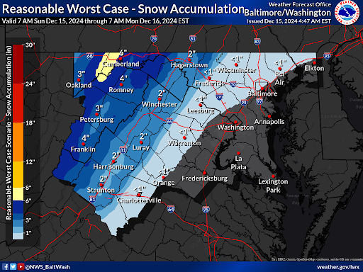 NWS_BaltWash's tweet photo. Winter Weather headlines remain in effect for today into tonight along and west of the Blue Ridge. Travel could be hazardous at times today in these areas as snow, sleet, and freezing rain move through. https://t.co/vBrJffRdDA