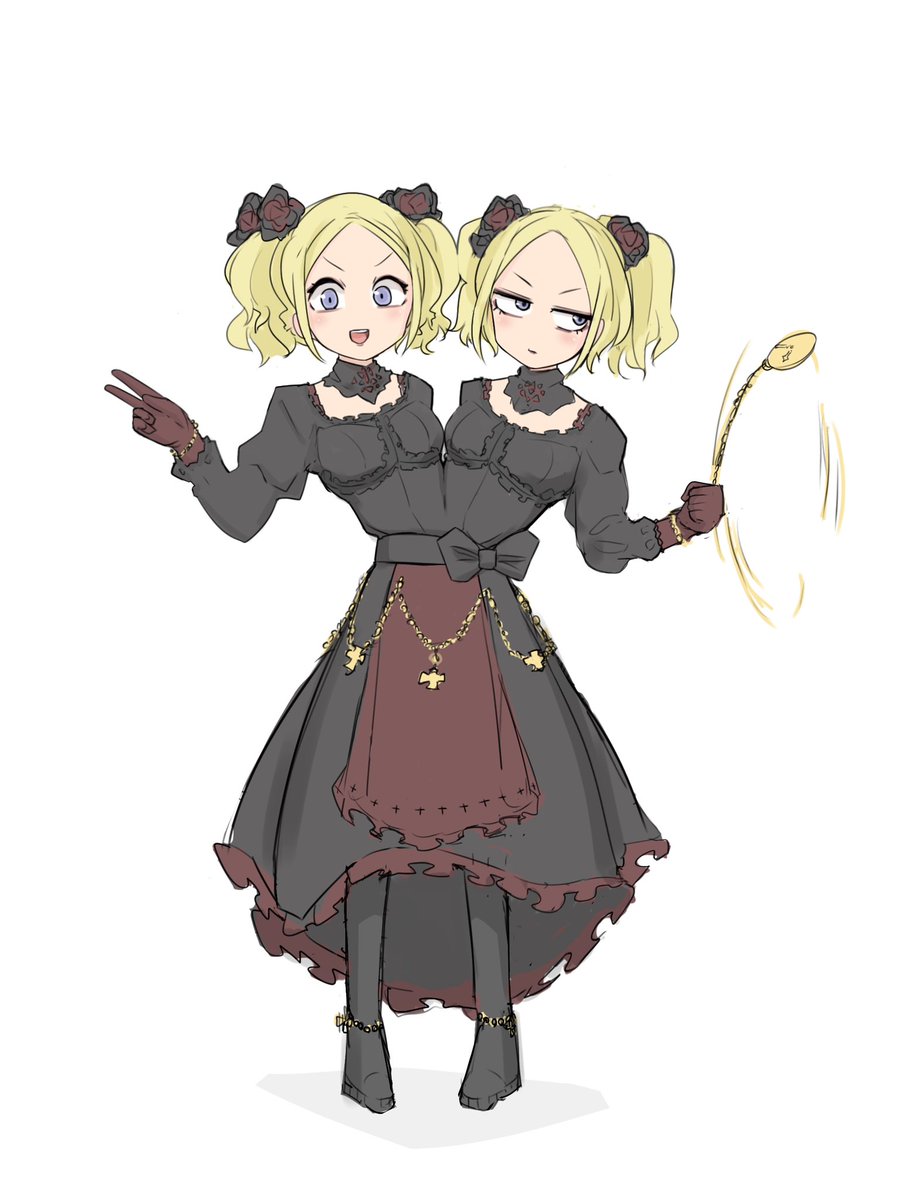 ゴスロリシャム娘
恥ずかしくて懐中時計ブンブン 