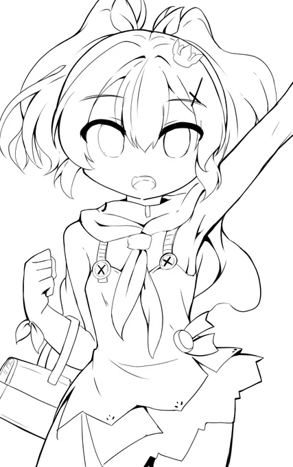 原稿からジャベリンちゃん 原稿も終盤だがやっと線画が手馴れて来たような気がする(遅 