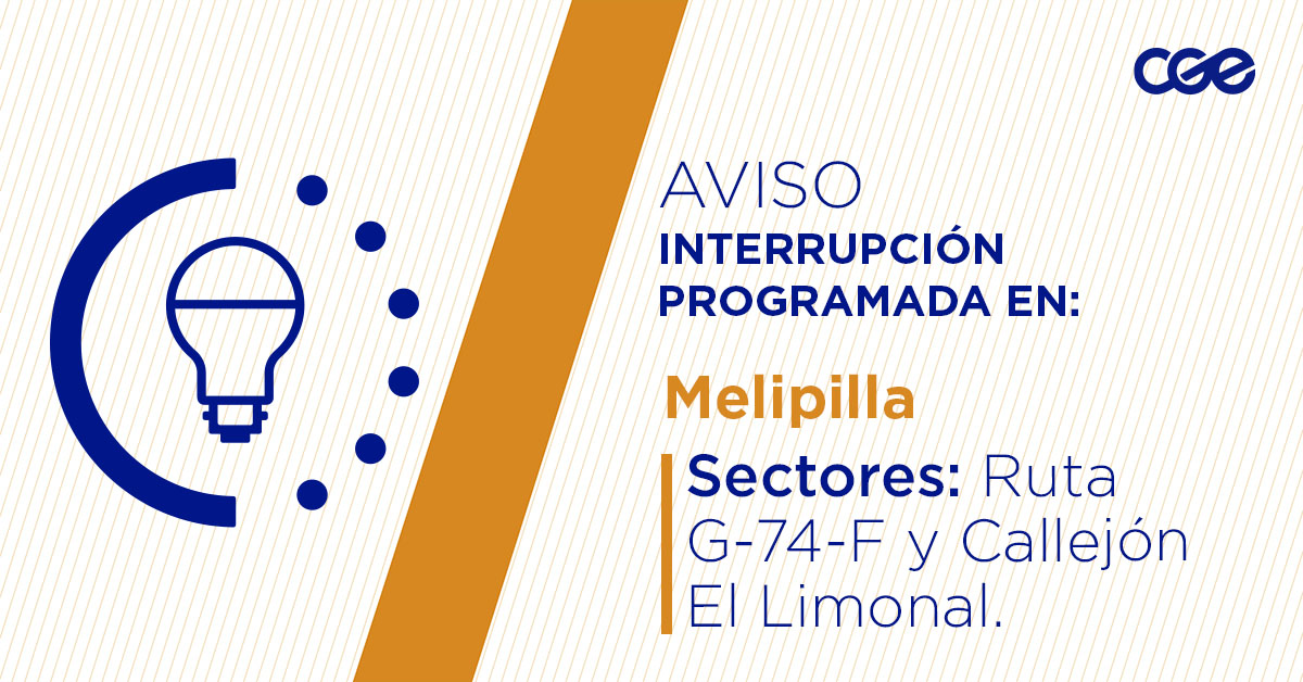 CGE_Clientes's tweet photo. Para mejorar la calidad del suministro de nuestros clientes de #Melipilla, este lunes, entre 10:00 y 16:00 horas, se realizará una #InterrupciónProgramada (sectores en la imagen 👇) debido a trabajos de mejoras. Recuerda desconectar tus artefactos 🔌 https://t.co/nXHXCCzamC