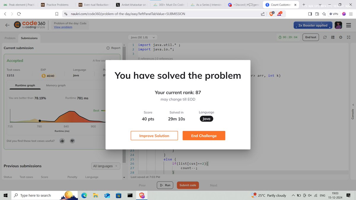 AniketKhatawkar's tweet photo. Hello All,
I have completed #Day229 of #360codestreakwithCODE360 Challenge with @CODING_NINJA
Today I solved the question : Count Customers Who Did Not Get A Computer
#Coderclandiscord #codewithCODE360 #360codestreakwithCODE360 #360DaysofCode https://t.co/v5NlulAsaY