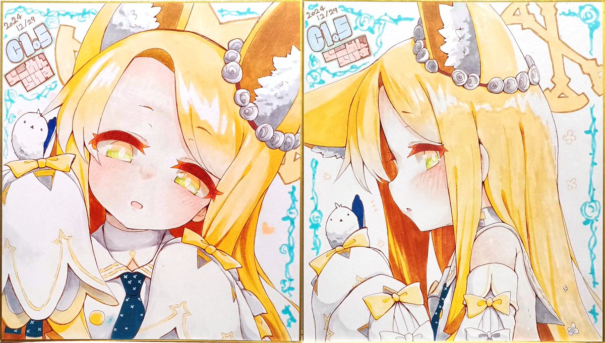 コミケ持っていく色紙セイアちゃん2枚 