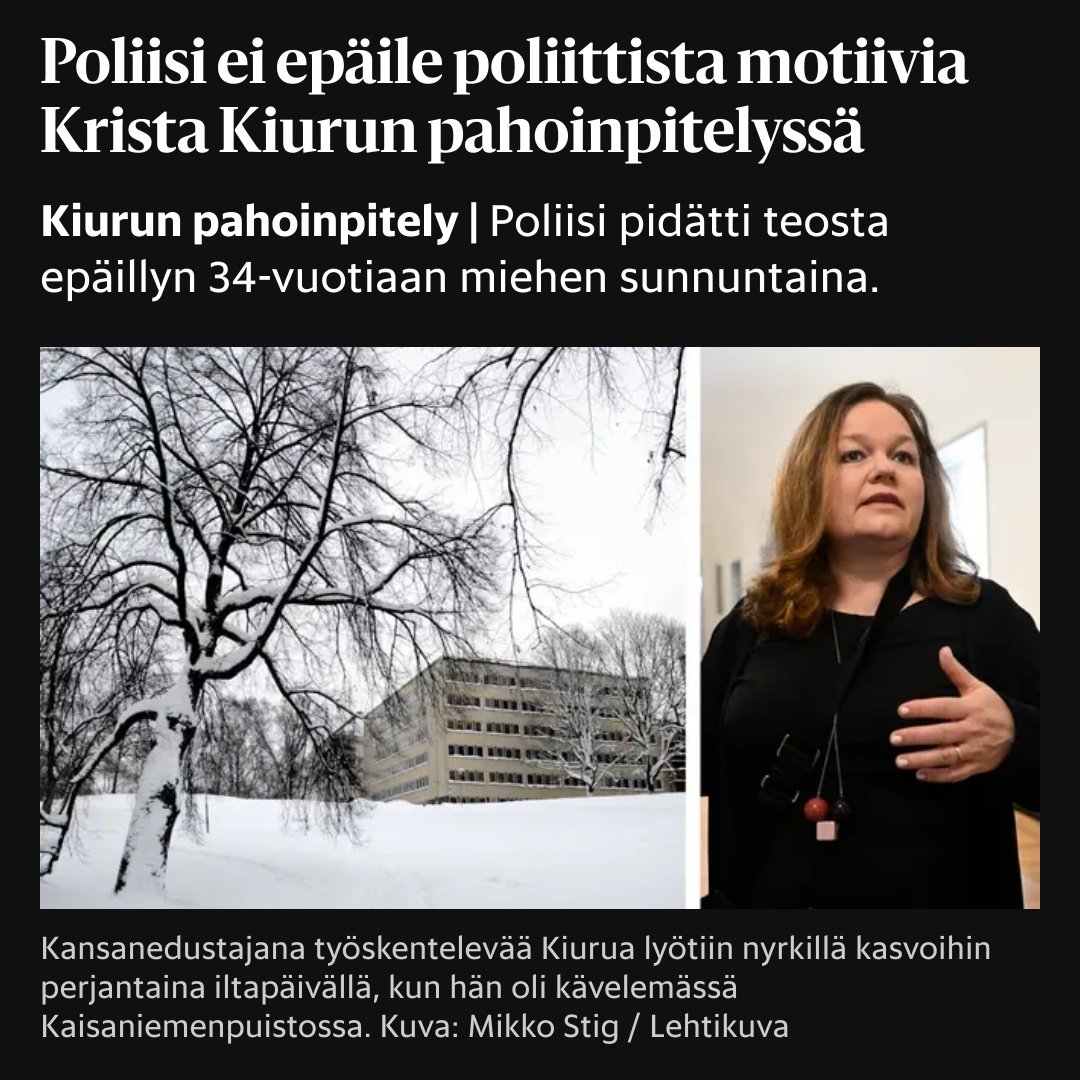 TereSammallahti's tweet photo. Täh? Kiurun pahoinpitelijällä ei poliittista motiivia? X-vasemmistohan eräitä ay- ja ajatuspajapomoja ja kepuedustajaa myöten julistivat minut tapauksesta vastuulliseksi some-Göebbelsiksi ja ihmishirviöksi.

Ehkä joku SKP-taustainen tutkija voi vielä spinnata, että Teren vika? https://t.co/9vTM20Hpg9