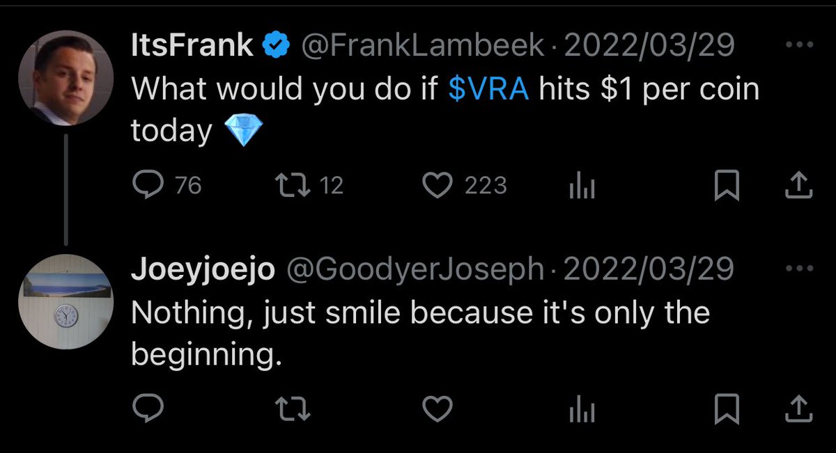 Haters used to love $VRA.😉
He just lacked a little patience.